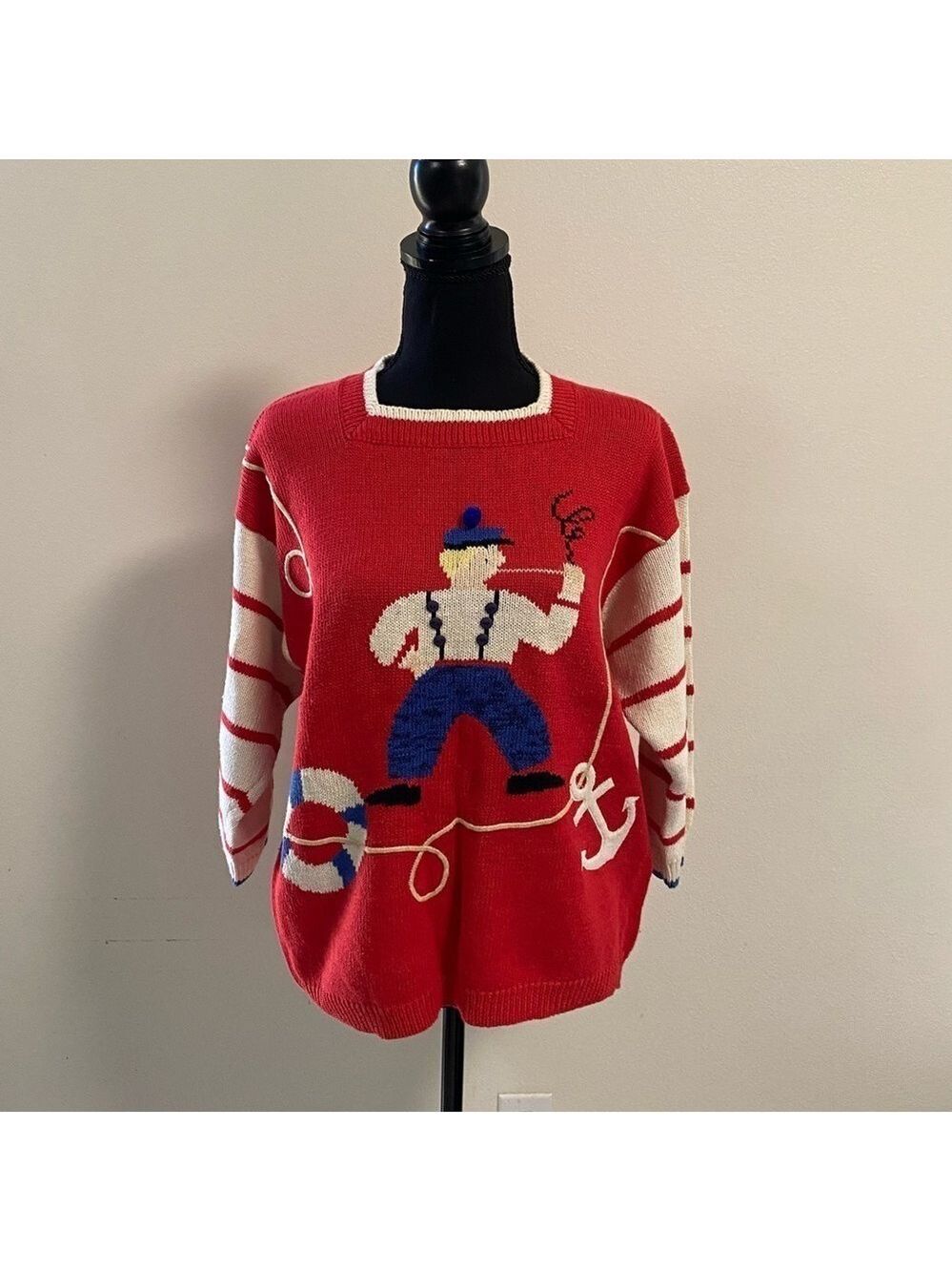 Ashleigh Morgan Sweater Women’s 40/10 US Nautical Sailor novelty Knit Sweater